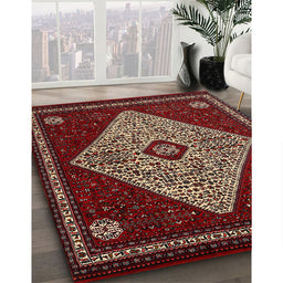 Traditional Crimson Red Persian Rug in Family Room, tr2221