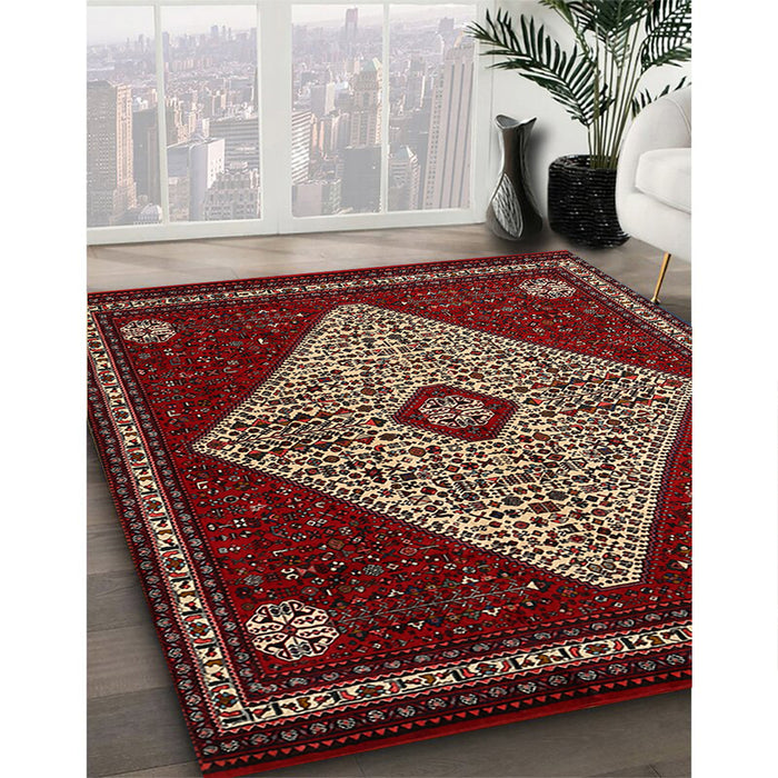 Traditional Crimson Red Persian Rug in Family Room, tr2221