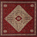 Round Machine Washable Traditional Crimson Red Rug, wshtr2221