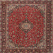 Square Traditional Saffron Red Medallion Rug, tr2223