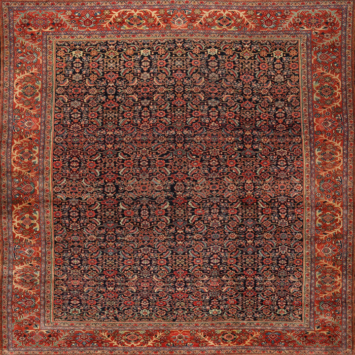 Square Traditional Saffron Red Persian Rug, tr2225