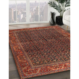 Traditional Saffron Red Persian Rug in Family Room, tr2225