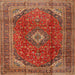 Square Traditional Bronze Brown Medallion Rug, tr2227