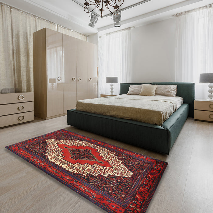 Traditional Brown Persian Rug in a Bedroom, tr2229