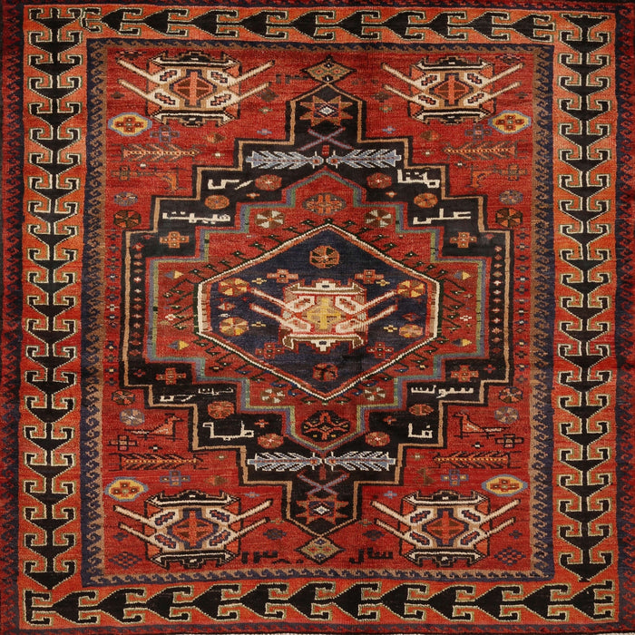 Square Traditional Sienna Brown Persian Rug, tr222