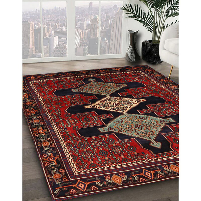 Traditional Chestnut Brown Persian Rug in Family Room, tr2232