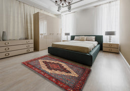 Traditional Dark Almond Brown Persian Rug in a Bedroom, tr2233