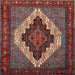 Square Traditional Dark Almond Brown Persian Rug, tr2233