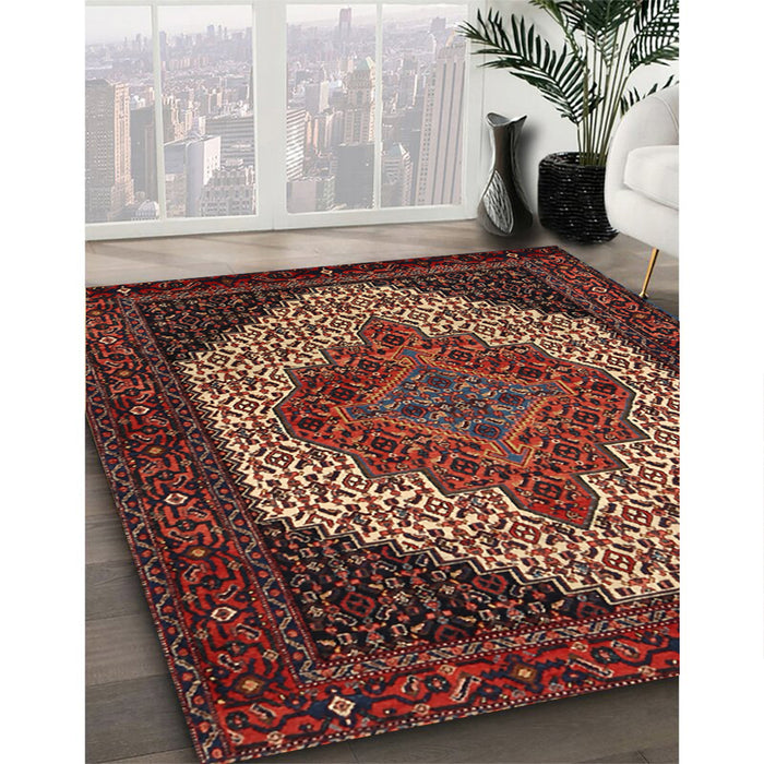 Traditional Saffron Red Persian Rug in Family Room, tr2234