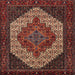 Round Machine Washable Traditional Saffron Red Rug, wshtr2234