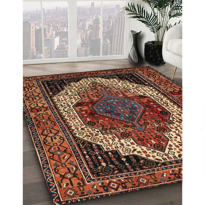 Traditional Gold Brown Persian Rug in Family Room, tr2235