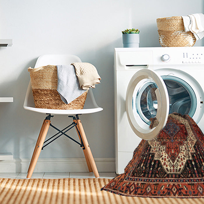 Machine Washable Traditional Gold Brown Rug in a Washing Machine, wshtr2235