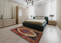 Traditional Gold Brown Persian Rug in a Bedroom, tr2235