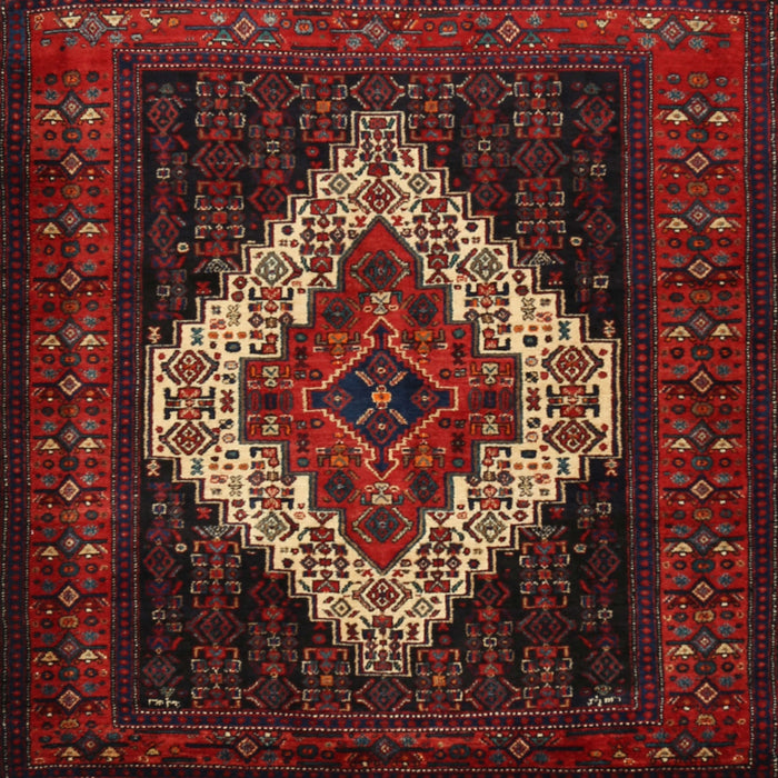 Square Traditional Reddish Brown Persian Rug, tr2236
