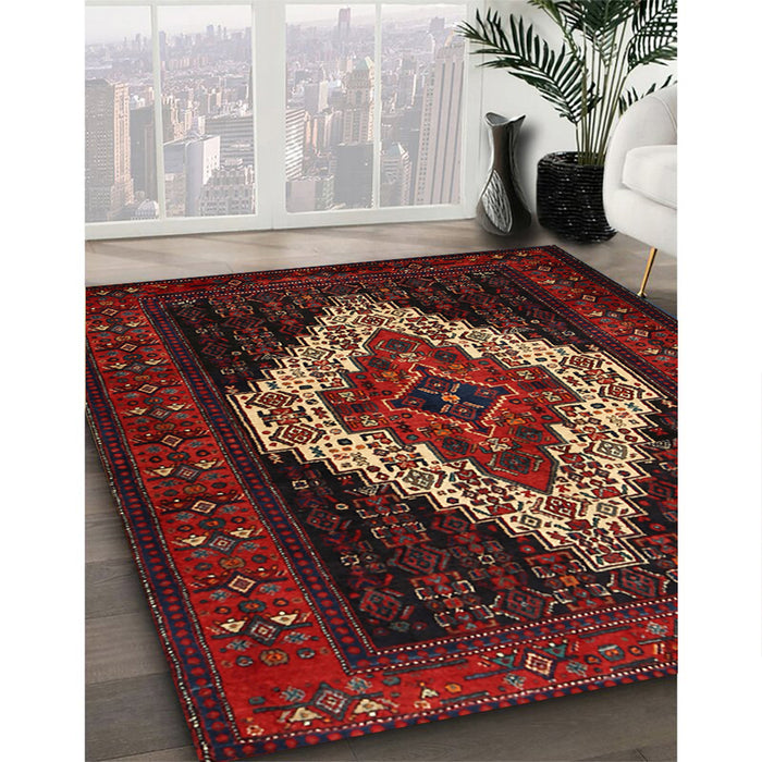 Traditional Reddish Brown Persian Rug in Family Room, tr2236