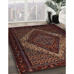Traditional Reddish Brown Persian Rug in Family Room, tr2237