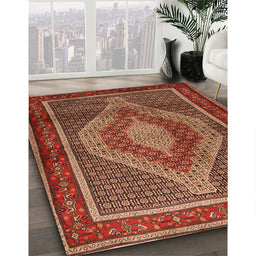 Machine Washable Traditional Tomato Red Rug in a Family Room, wshtr2238
