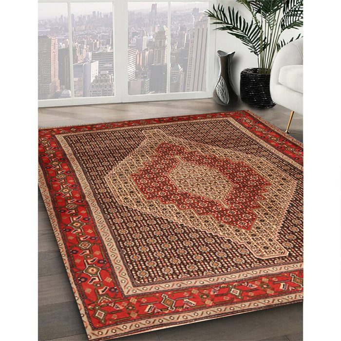 Machine Washable Traditional Tomato Red Rug in a Family Room, wshtr2238
