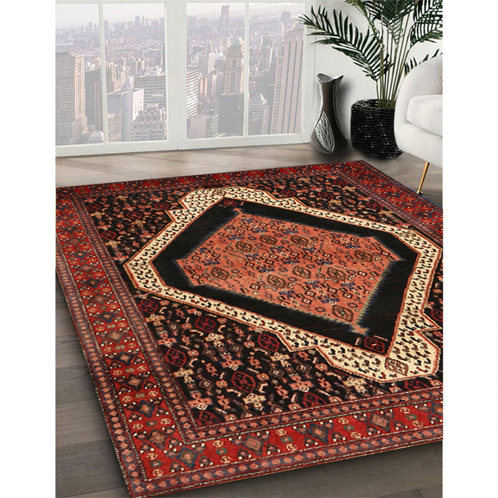 Traditional Deep Red Persian Rug in Family Room, tr2239