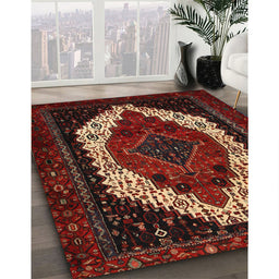 Traditional Chestnut Brown Persian Rug in Family Room, tr2240