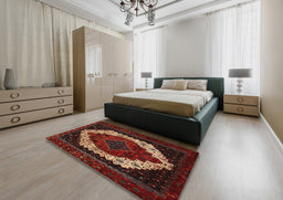 Traditional Chestnut Brown Persian Rug in a Bedroom, tr2240