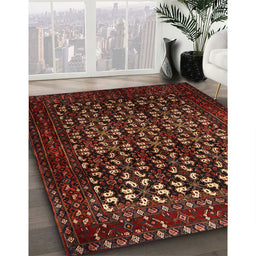 Traditional Dark Sienna Brown Persian Rug in Family Room, tr2243
