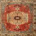 Round Machine Washable Traditional Peru Brown Rug, wshtr2244