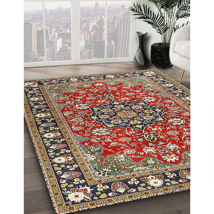 Traditional Light French Beige Brown Persian Rug in Family Room, tr2246