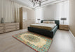 Traditional Brown Medallion Rug in a Bedroom, tr2247