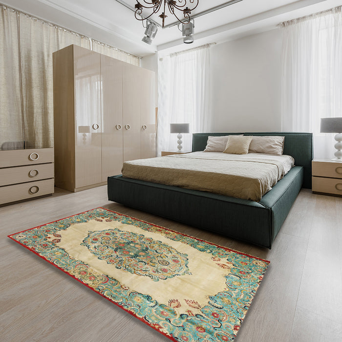 Traditional Brown Medallion Rug in a Bedroom, tr2247