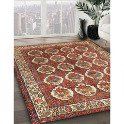 Traditional Fire Brick Red Persian Rug in Family Room, tr2248
