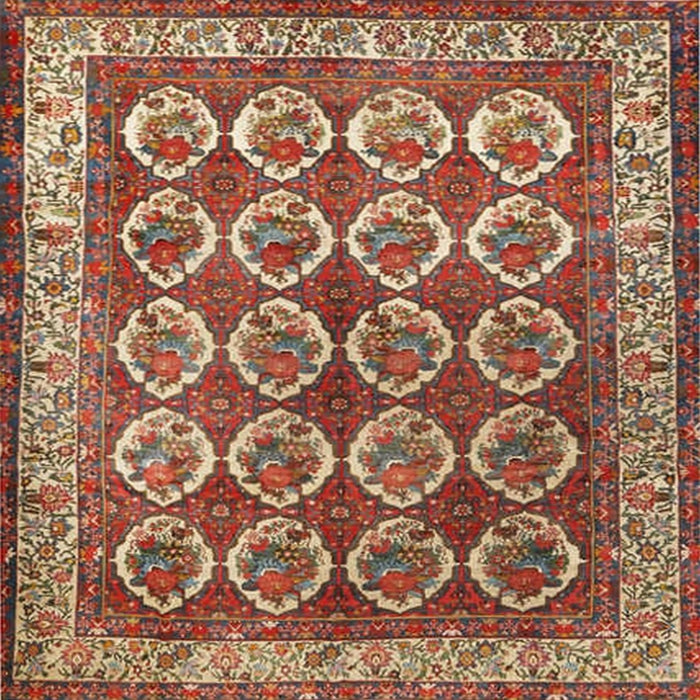 Square Traditional Fire Brick Red Persian Rug, tr2248