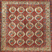 Square Traditional Fire Brick Red Persian Rug, tr2248