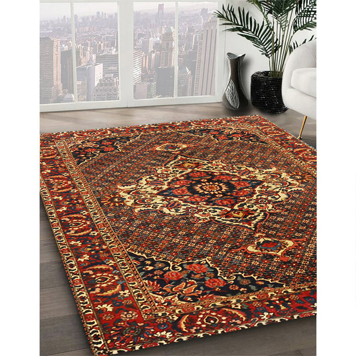 Traditional Saffron Red Persian Rug in Family Room, tr2251