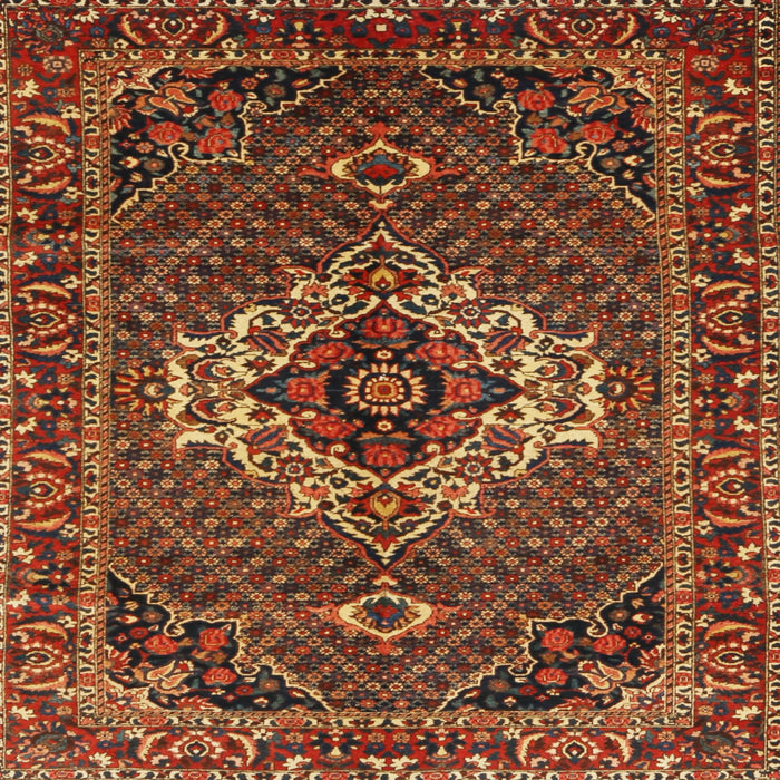 Round Machine Washable Traditional Saffron Red Rug, wshtr2251