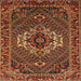 Round Machine Washable Traditional Saffron Red Rug, wshtr2251