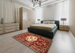 Machine Washable Traditional Tomato Red Rug in a Bedroom, wshtr2252