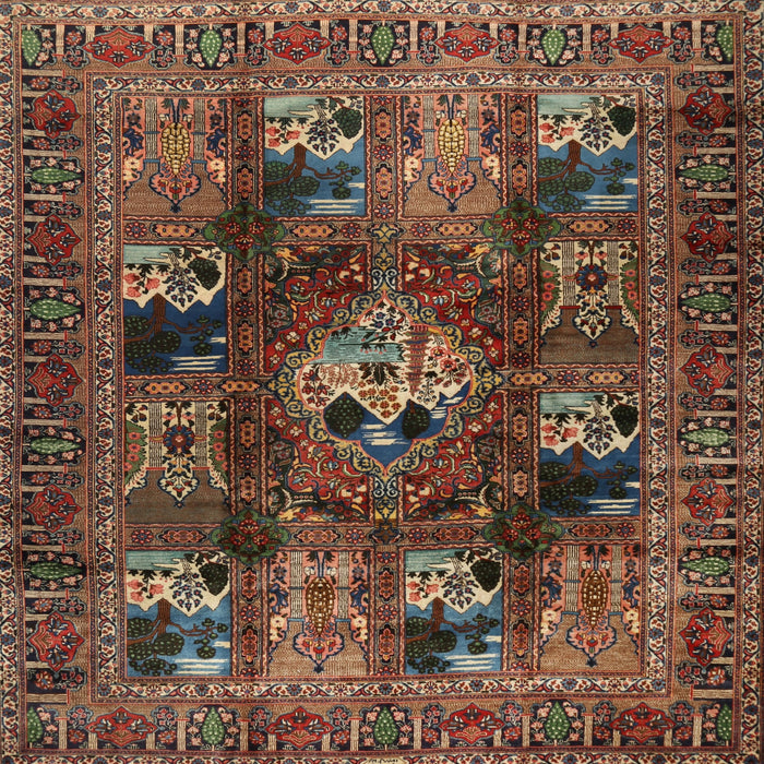 Square Traditional Dark Almond Brown Persian Rug, tr2253