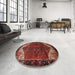 Round Traditional Sienna Brown Persian Rug in a Office, tr2254