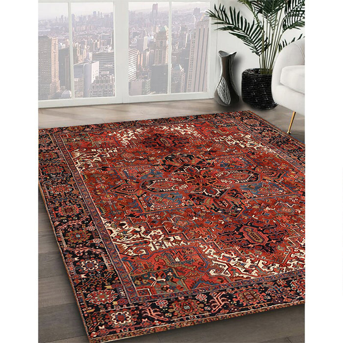 Traditional Gold Brown Persian Rug in Family Room, tr2255