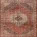 Round Machine Washable Traditional Tomato Red Rug, wshtr2256