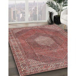 Traditional Fire Brick Red Persian Rug in Family Room, tr2257