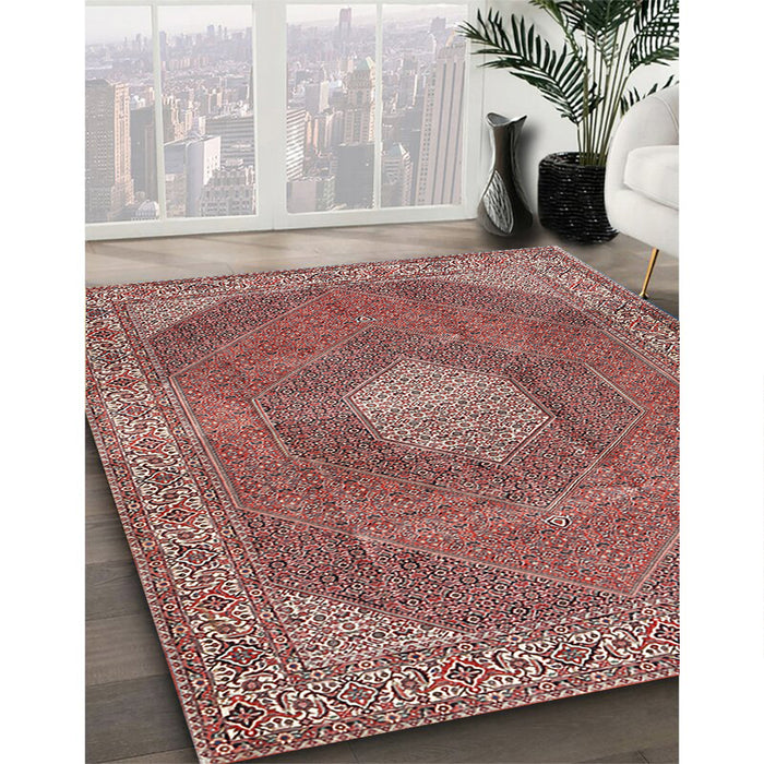 Traditional Fire Brick Red Persian Rug in Family Room, tr2257