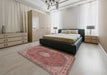 Traditional Fire Brick Red Persian Rug in a Bedroom, tr2257