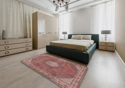 Traditional Fire Brick Red Persian Rug in a Bedroom, tr2257