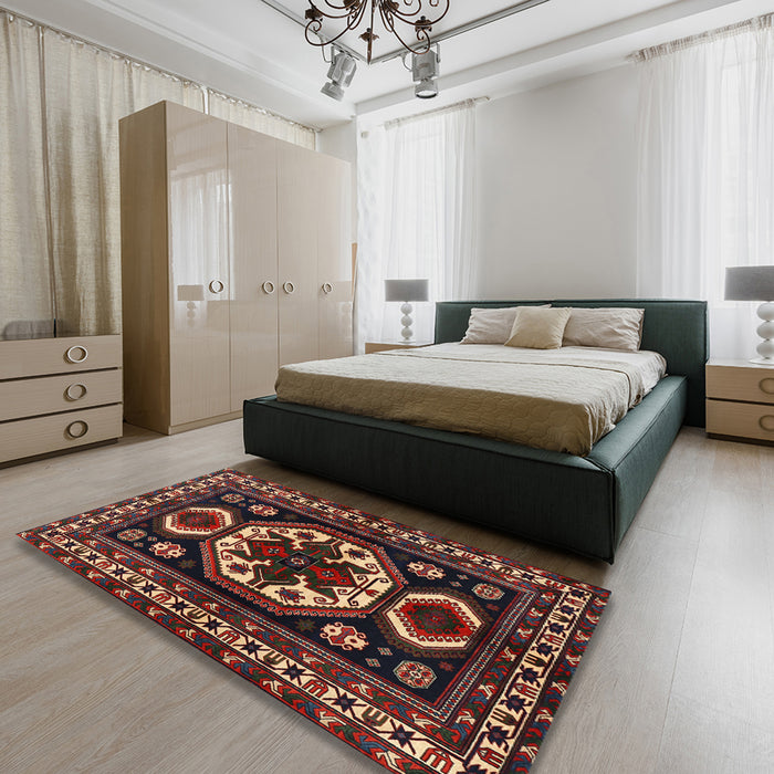 Machine Washable Traditional Brown Rug in a Bedroom, wshtr2259