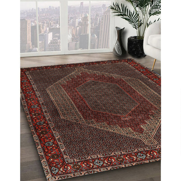 Traditional Brown Persian Rug in Family Room, tr2260