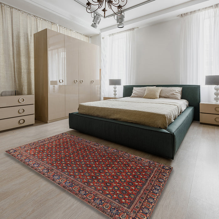 Traditional Brown Persian Rug in a Bedroom, tr2263