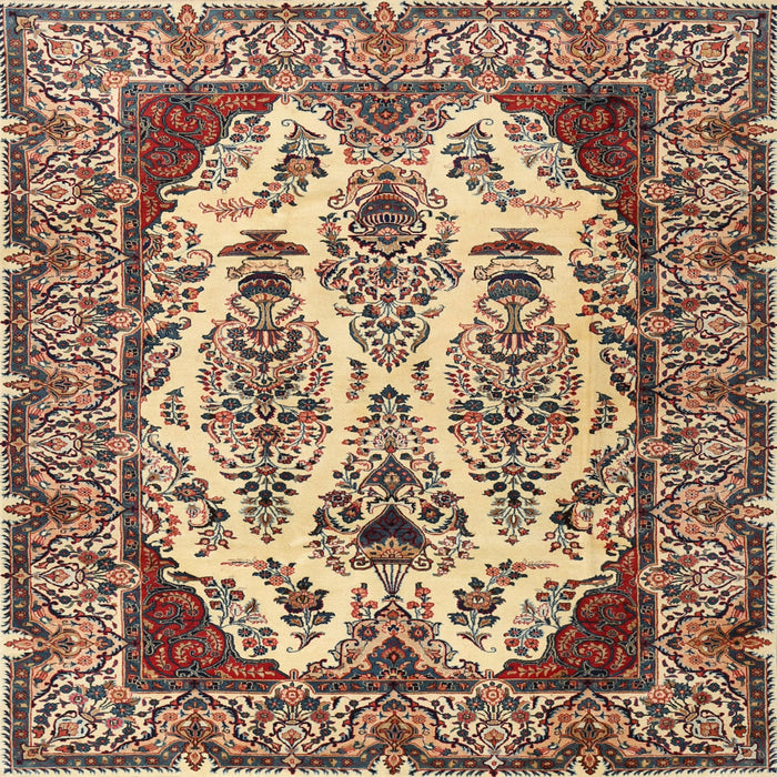 Round Machine Washable Traditional Red Brown Rug, wshtr2264