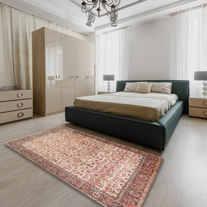 Traditional Chestnut Red Persian Rug in a Bedroom, tr2265